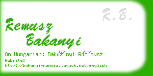 remusz bakanyi business card